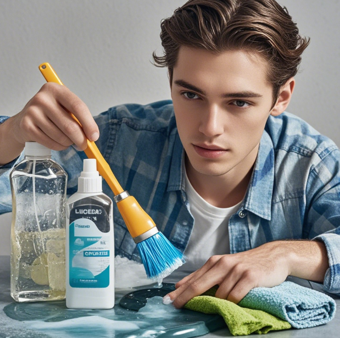 刷子刷干凈制冰機(jī)蒸發(fā)器的冰磨